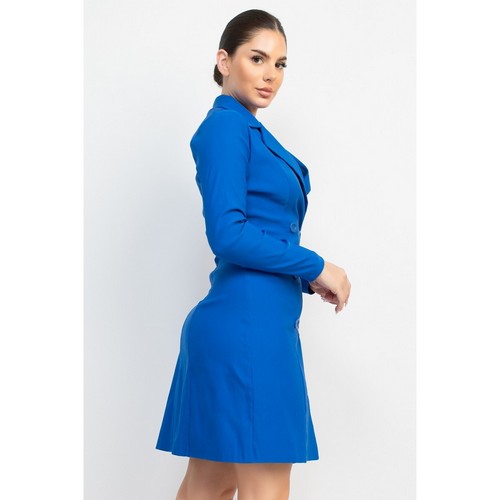 Double-Breasted Shirt Dress in Royal