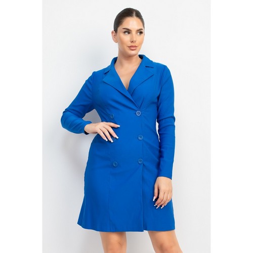 HMD13918 Double-Breasted Shirt Dress in Royal