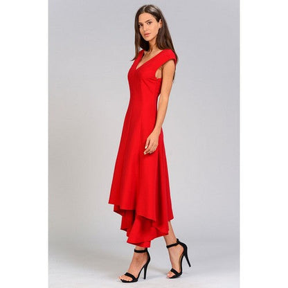 Mimi Assymetric Dress in Red