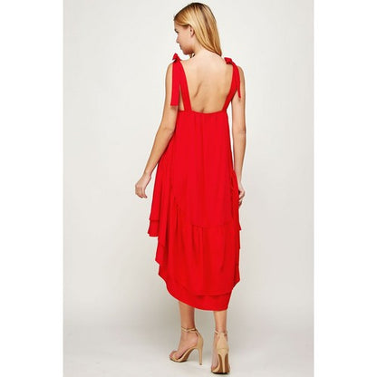 Layered Hilo Bow Detail Dress in Red
