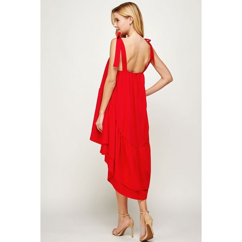 Layered Hilo Bow Detail Dress in Red