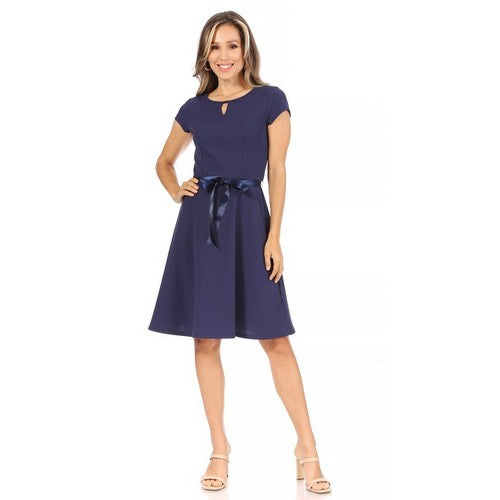 NWMD8025 SD ALL2 Solid Short Sleeve Dress in Navy