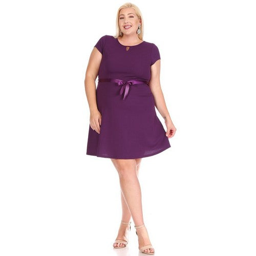 NWMD8025 SD ALL2 Solid Short Sleeve Dress in Plum