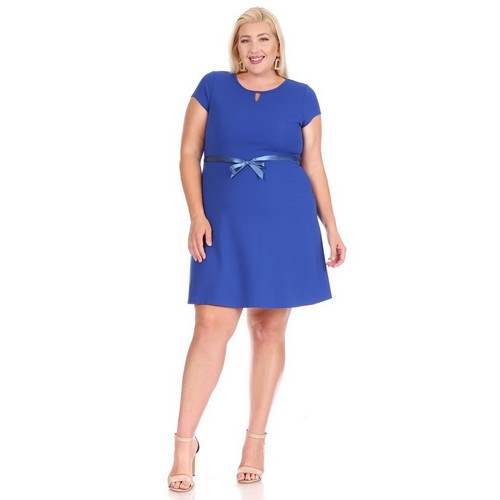 NWMD8025 SD ALL2 Solid Short Sleeve Dress in Royal Blue