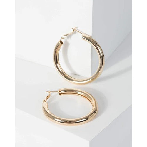Tube Hoop Earrings Gold