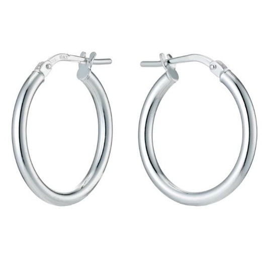 Tube Hoop Earrings Silver