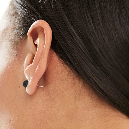 Small Pearl Stopper Stud Earring Black