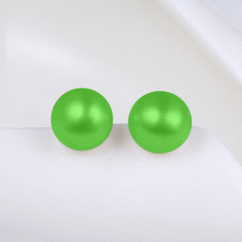 Small Pearl Stopper Stud Earring Bright Green