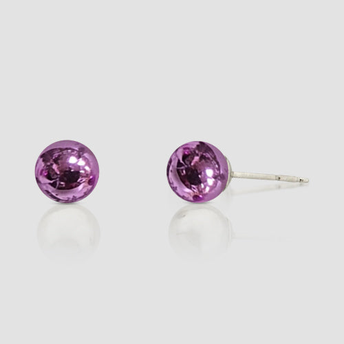 High-Shine Metallic Stopper Stud Earrings in Lavender