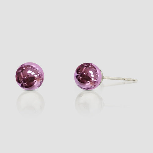 High-Shine Metallic Stopper Stud Earrings in Pink