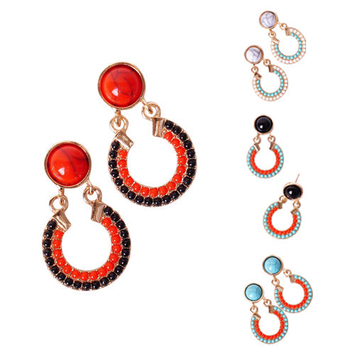 Vintage Marbled Bead Earring