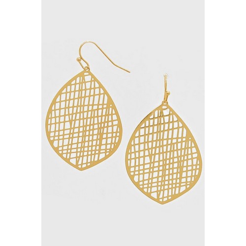 ME7708 Brass Metal Cut Out Earrings Gold