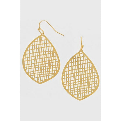 ME7708 Brass Metal Cut Out Earrings Gold