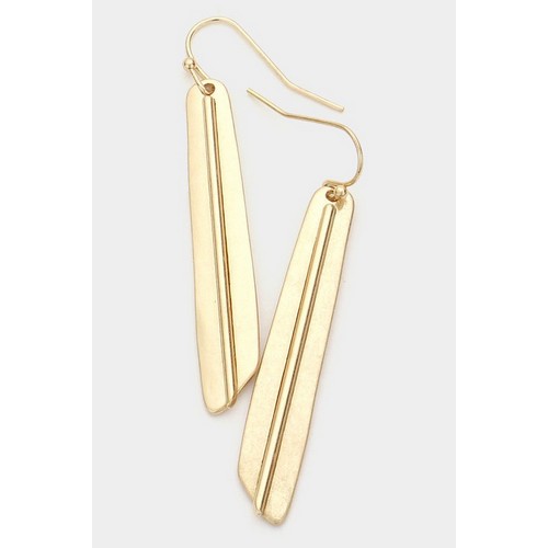 ME2474 Irregular Metal Rectangle Dangle Earrings Gold
