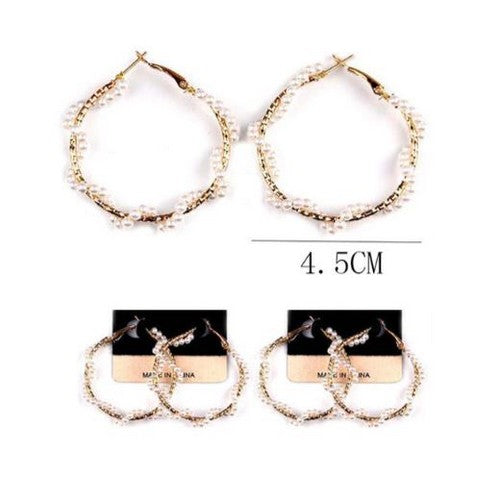 IER-0269 Pearl Wrap Hoop Earrings 