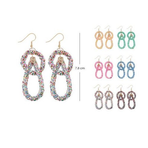 ERG-9697 Glitter Drop Infinity Earrings