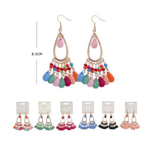 RER-2437R6 Bead Chandelier Drop Earrings 