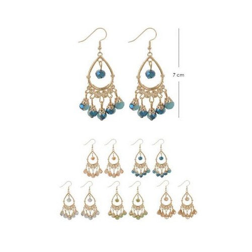 ERG-9805 Glass Bead Chandelier Earrings