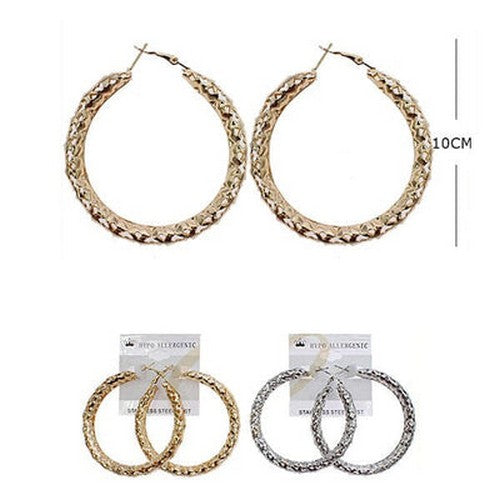 RER-1783-100 Etched Hoop Earrings