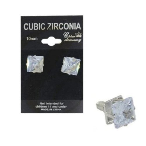 SER-0359SC 10mm Cubic Zirconia Raised Stopper Earring