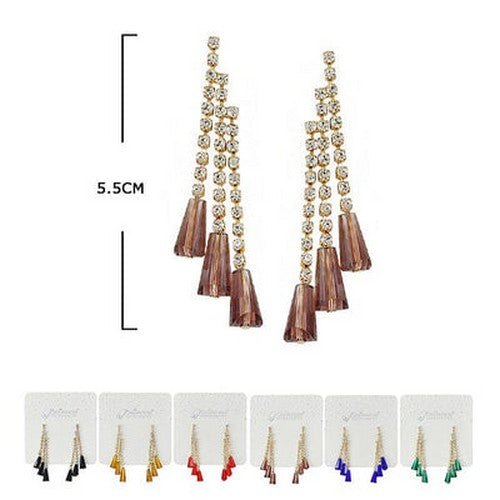 ES-70155R Rhinestone Triple Drop Earring