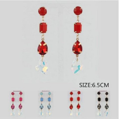 ACR 1524 Gem Long Drop Earrings