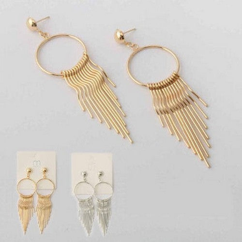 ER 35132GS Metal Waterfall Ring Earrings