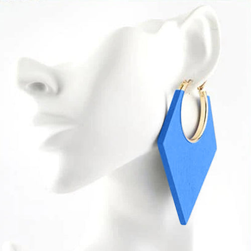 EME2148B Colorful Pointed Hoop Earrings Blue