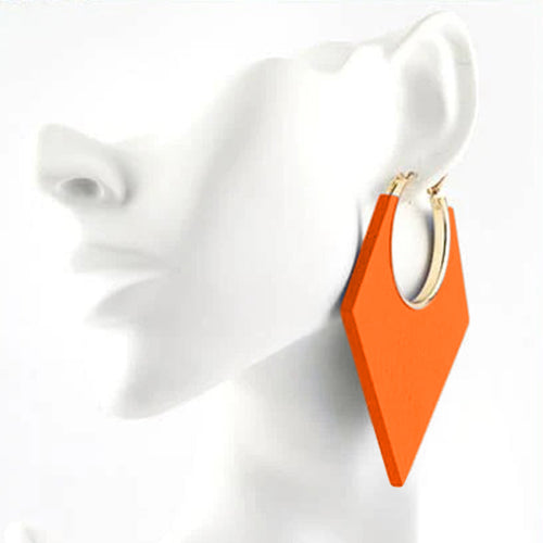 EME2148B Colorful Pointed Hoop Earrings Orange
