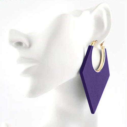EME2148B Colorful Pointed Hoop Earrings Purple