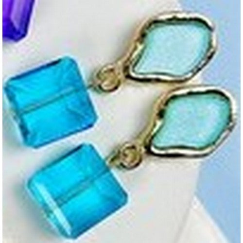 MS-MSER10392 Crystal Gemstone Earrings Blue
