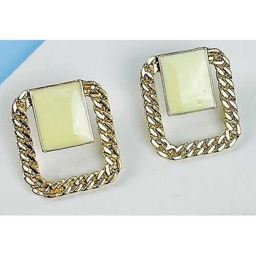 MS-MSER10395 Gold Chain Stopper Earrings Yellow