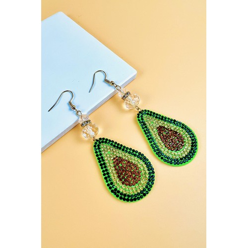 MS-MSER10318 Rhinestone Fruit Earring Avocado