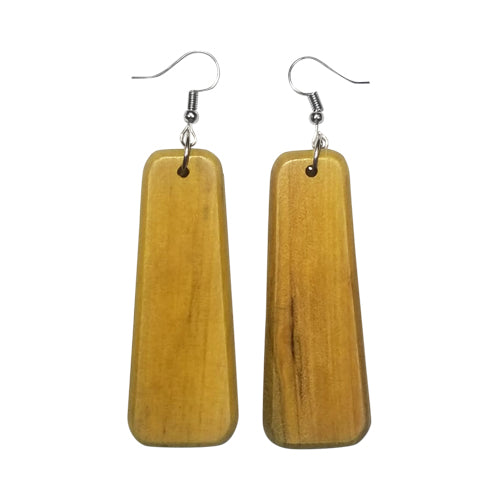 Long Oblong Wooden Earring in Yellow