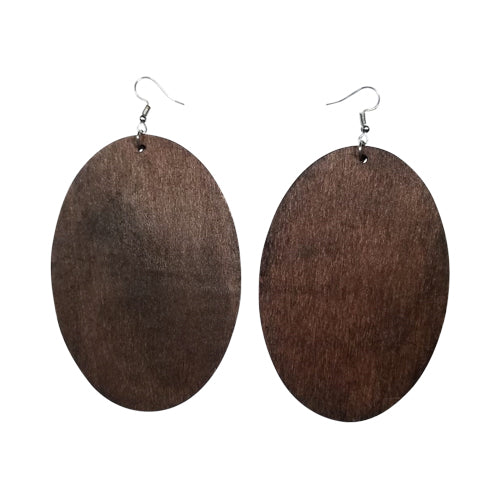 Big Oval Wooden Earring in Brown