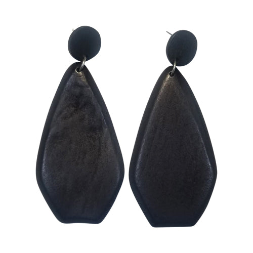Abstract Wooden Earring Black