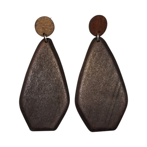 Abstract Wooden Earring Brown