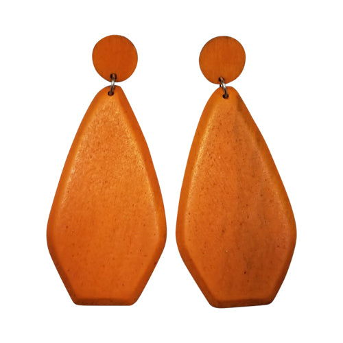 Abstract Wooden Earring Orange
