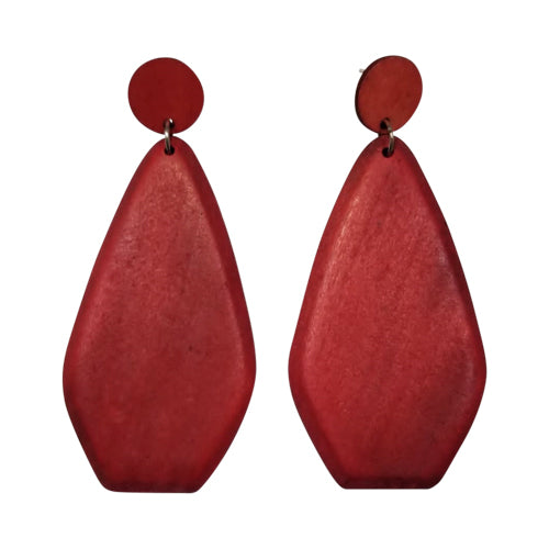 Abstract Wooden Earring Red