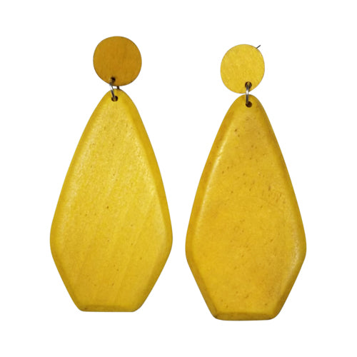 Abstract Wooden Earring Yellow