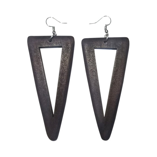 Triangle Wooden Earring  Brown