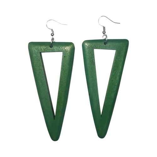 Triangle Wooden Earring  Green