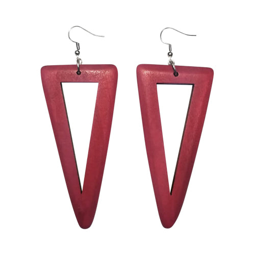 Triangle Wooden Earring  Red