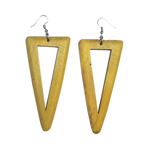 Triangle Wooden Earring  Yellow