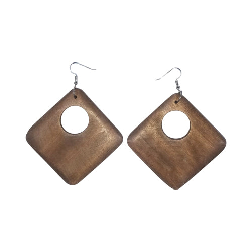 Square Wooden Earring Brown