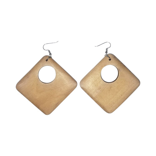 Square Wooden Earring Nude