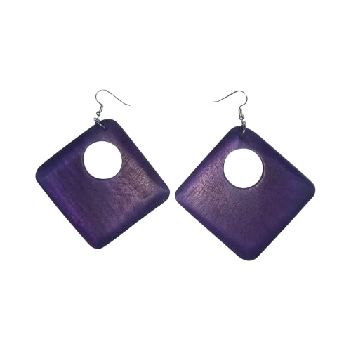 Square Wooden Earring Purple