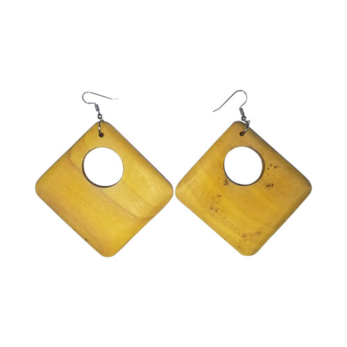 Square Wooden Earring Yellow