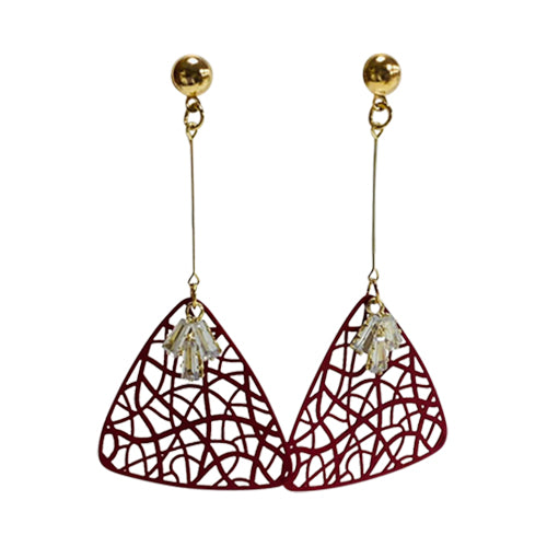 Dainty Diamante Web Drop Earrings in Red