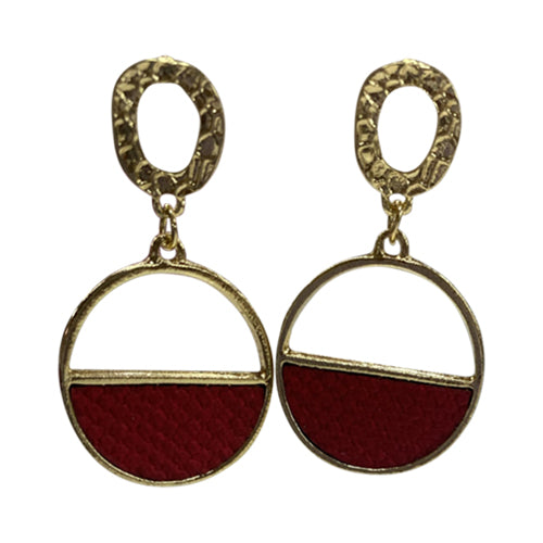 Half Circle Drop Earrings in Red